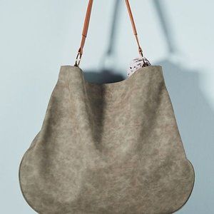 NWOT Anthropologie: Kennedy Tote Bag, suede leather